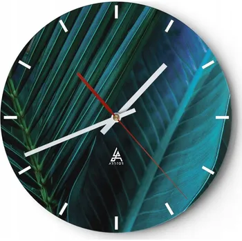 Hodiny Velké nástěnné hodiny na zeď 40x40 Listy Skleněné hodiny Kulatý Tiché