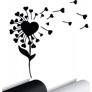 Samolepicí dekorace na vozidlo SAMOLEPKA na auto PAMPELIŠKA KVĚT SRDCE 15x15