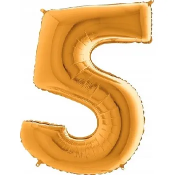 Balónek FÓLIOVÝ BALÓNEK ČÍSLICE "5" ZLATÝ 100CM NA HELIUM