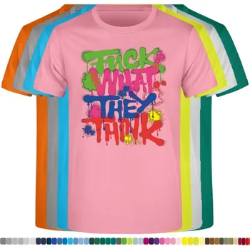 Pánská móda panske-levne-bavlnene-tricko-napis-F**k-What-They-Thing Barva: Pink neo - pastelově růžová, velikost: XXL
