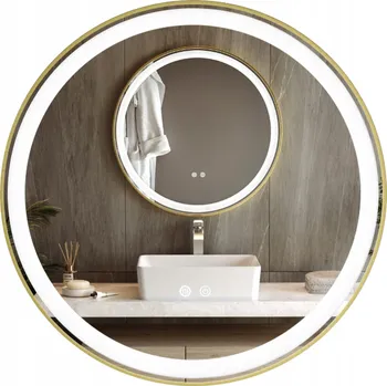 Zrcadlo Kulaté podsvícené zrcadlo s LED osvětlením 70x70 cm Zlaté VIRGO (energeticky úsporné)