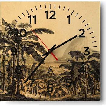 Hodiny Kuchyňské nástěnné hodiny 30x30 Krajina Skleněné hodiny do obýváku Moderní Tiché