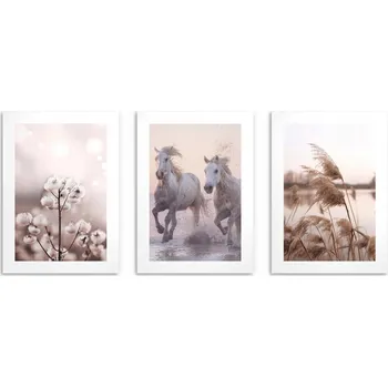 Obraz Plakáty na zeď do obýváku, ložnice, plakáty cválající koně, příroda 3x 50