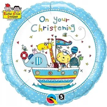 Balónek Fóliový balónek Qualatex modrý na křtiny 45 cm (18")