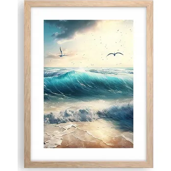 Obraz Obraz plakát v rámu světlý dub do obýváku 30x40 moře foto plakáty na zeď