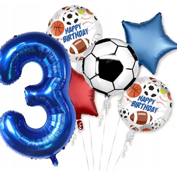 Balónek Sada balónků ČÍSLICE 3 SPORT NAROZENINY RAGBY BASKETBAL