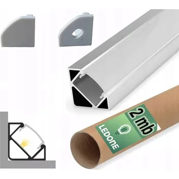 LED osvětlení 2m ALU hliníkový profil ROHOVÝ typ C STŘÍBRNÝ + MLÉČNÝ kryt pro LED pásky