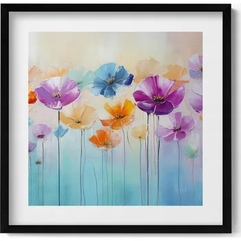 Obraz Závěsný obraz na zeď dekorace do bytu Malované barevné květiny 50x50 cm