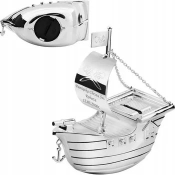 Pokladnička Stříbrné Prasátko Loď Křtiny První Narozeniny Gravírování