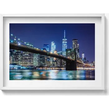 Obraz Obraz v rámu na zeď Brooklynský most New York v noci 70x50 cm
