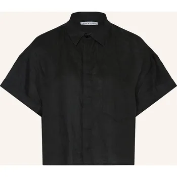 Mrs & Hugs Dámská Oversized Košilová Lněná Halenka, černá, 42