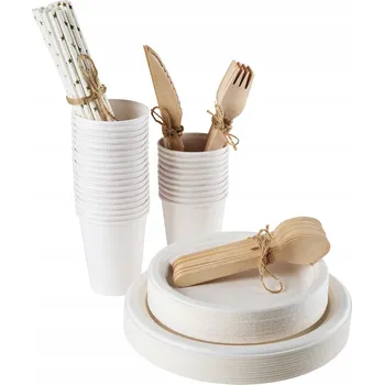 Talíř Piknikový set z cukrové třtiny pro 16 osob