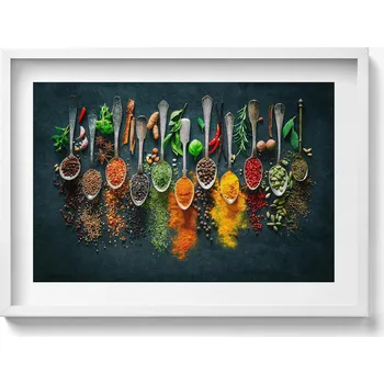 Obraz Dekorativní obraz v rámu do obýváku Lžíce s barevným kořením 70x50 cm