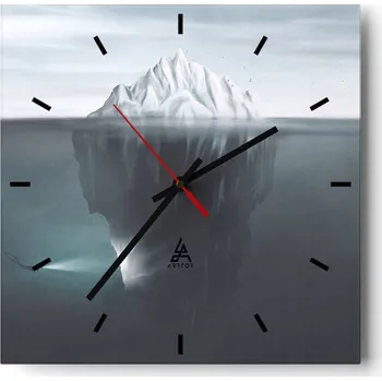 Hodiny Velké nástěnné hodiny na zeď 40x40 Ledová Hora Skleněné hodiny Tiché