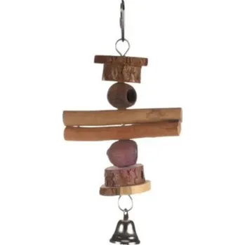 Hračka pro psa Flamingo Pet Products NV Hračka pták dřevo/ořechy/zvonek 11x11x21,5cm Flamingo
