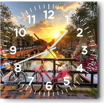 Hodiny Nástěnné hodiny do obýváku 40x40 Město Bez Hlučné Skleněné hodiny Tiché