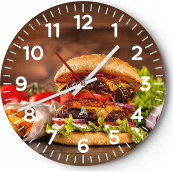 Hodiny Kuchyňské nástěnné hodiny 30x30 Gastronomie Moderní skleněné hodiny Tiché