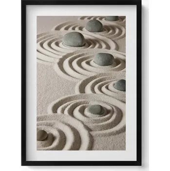 Obraz Moderní nástěnná dekorace Zen - kameny na pískových kruzích 50x70 cm