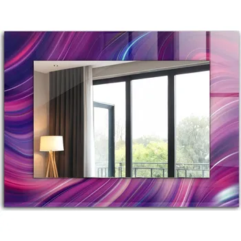 Zrcadlo Dekorativní nástěnné zrcadlo s potiskem Dekor Abstraktní barevné vlny 80x60 cm