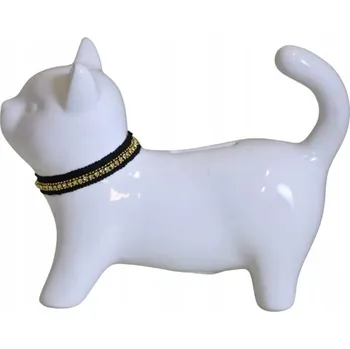 Pokladnička POKLADNIČKA KOČKA S NÁHRDELNÍKEM BÍLÁ 18X7X13,5 CM