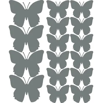 Samolepící dekorace Nálepky na zeď Motýli 32 ks šedé
