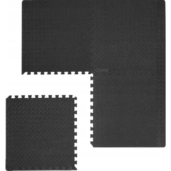 podložka na cvičení GUMOVÁ PODLAHA PUZZLE do posilovny, OCHRANNÁ PODLOŽKA pod stroje, černá 1,2x1,2 m