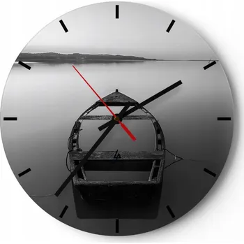 Hodiny Nástěnné hodiny do obýváku 40x40 Krajina Kulatý Skleněné hodiny Loft Tiché