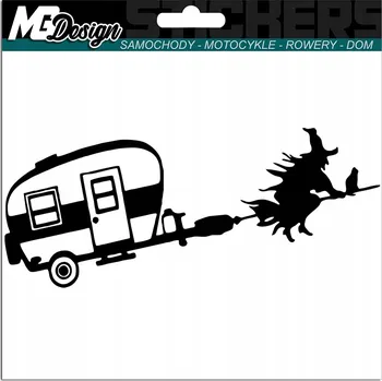 Samolepicí dekorace na vozidlo SAMOLEPKA na auto ČARODĚJNICE na KOŠTĚTI KAMPER 7x16