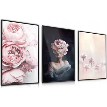Obraz Sada 3x Plakát Abstraktní PORTRÉT Květiny 60x80