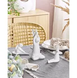 Sada 3 dekorativních figurek bílých velikonoční zajíčci keramika ručně vyrobeno stolní dekorace Beliani