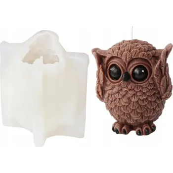 Silikonová forma na SVÍČKY VOSK MÝDLO SÁDRU ODLEVY PRYSKYŘICE SOVA
