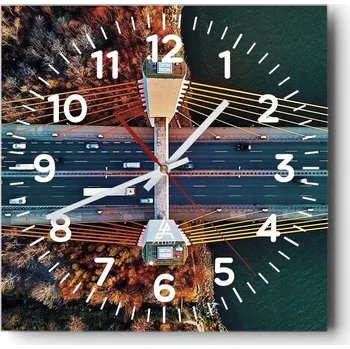 Hodiny Kuchyňské nástěnné hodiny 30x30 Varšava Skleněné hodiny do obýváku Moderní Tiché