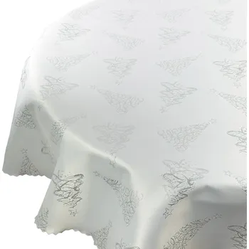 ubrus Ubrus Vánoční Bílý Stříbrný Odolný Skvrnám Stromek Kulatý prům. 130 cm