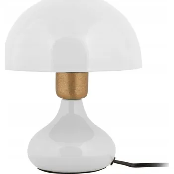 Lampička STOLNÍ LAMPA KOVOVÁ BÍLÁ HŘÍBEK Ø 17,5 cm NOČNÍ LAMPA LESKLÁ