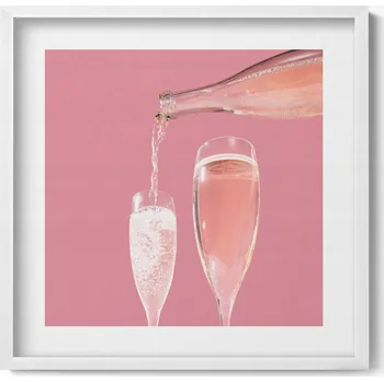 Obraz Dekorativní obraz v rámu na zeď Růžové šampaňské ve stylu glamour 50x50 cm