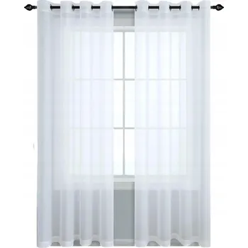 Prostěradlo Hotová záclona Świat firan bílá polyester 140 cm x 240 cm na kroužcích