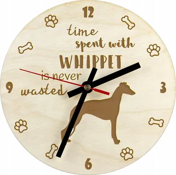 Hodiny Whippet, Anglický chrt - hodiny se psem, dřevěné hodiny, nástěnné hodiny dl