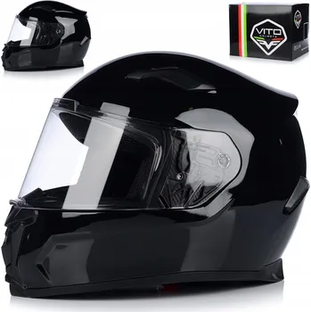 Helma na motorku MOTOCYKLOVÁ PŘILBA | VITO DUOMO SHINE BLACK | INTEGRÁLNÍ ČERNÁ LESKLÁ