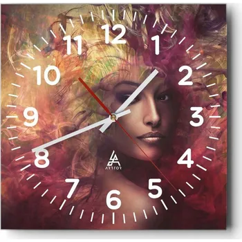 Hodiny Nástěnné hodiny do obýváku 40x40 Žena Bezhluké hodiny na skle Tiché
