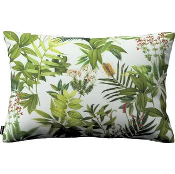 Povlak na dekorativní polštářek Povlak na polštář 47x28 cm zeleno-červený s rostlinným motivem na bílém pozadí