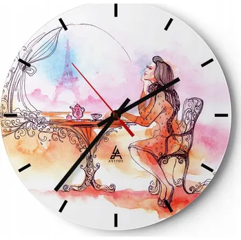 Hodiny Velké nástěnné hodiny 40x40 Paříž Skleněné hodiny Kulatý Tiché