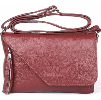 Kabelka Malá tmavěčervená kožená crossbody kabelka no. 151