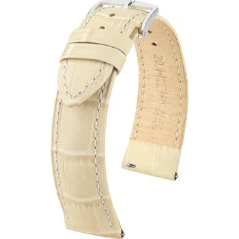 Řemínek na hodinky Kožený řemínek Hirsch Duke S 01028390-1, béžový, teletina, délka S, Quick Release - 20 mm