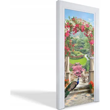 Fototapeta Samolepící dekorace nálepka na dveře Zahrada s pávem 75x205 cm