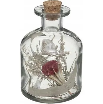 umělá květina Láhev se sušenými květinami 8x11 cm červená květina