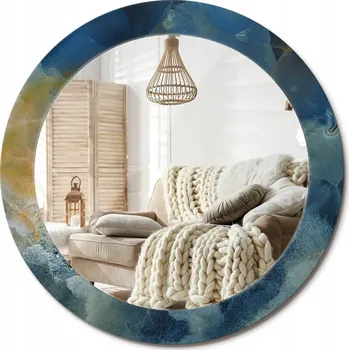 Zrcadlo Kulaté moderní zrcadlo na stěnu s potiskem na skle průměr 70 cm Mramor onyx