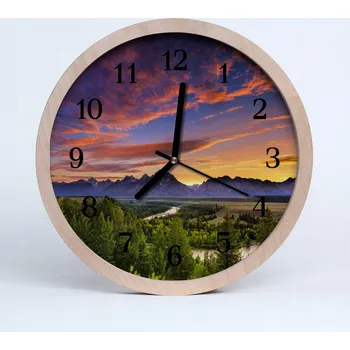 Hodiny Dřevěné nástěnné hodiny tiché Krajina
