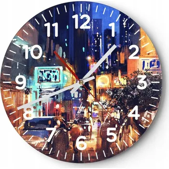 Hodiny Nástěnné hodiny do obýváku 40x40 Město Kulatý Hodiny na skle Loft Tiché