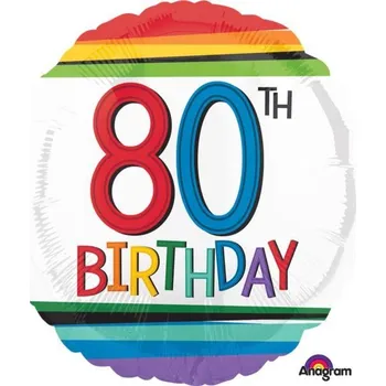 Balónek Fóliový balónek duhový 80. narozeniny 43 cm - osmdesátka