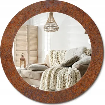 Zrcadlo Zrcadlo se skleněným ozdobným rámem s potiskem Zrezivělý kov o průměru 60 cm